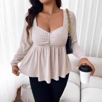 Women Elegant Slim Fit Cropped Long Sleeve Pullover T Shirt Top S abrikosas