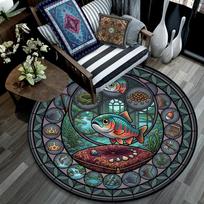 Adventure Mandala Round Area Rug Under Office Chairs Bedroom Living Room Home Decor 80cm x 80cm