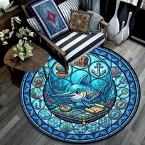 Underwater Adventure Round Area Rug Under Office Chairs Bedroom Living Room Home Decor 80cm x 80cm
