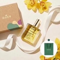 Nuxe Huile Prodigieuse Multi Dry Oil + Patterned Cotton Pouch Gift Set (Shopping Bag Included)