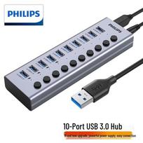 Philips USB 3.0 10-Port Powered Hub with Individual Switches