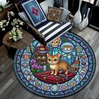 Royal Cats Realm Round Area Rug Under Office Chairs Bedroom Living Room Home Decor 80cm x 80cm