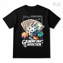Gambling Addiction T Shirt Black or White Casino Dice Poker Money Graphic Tee 1 2XL gray