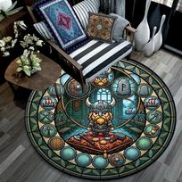 Glass Window Round Area Rug Under Office Chairs Bedroom Living Room Home Decor 80cm x 80cm