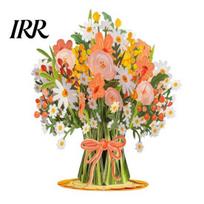 Paper Bouquet Card Pop-Up Wildflower Valentine's 3D Flower Greeting Eco-friendly Foldable Romantic Floral Cards for Birthday Mother's Day Anniversary C