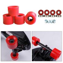 4pcs Skateboard PU Wheels Longboard Cruiser 60mm Street Skating Accessories raudona