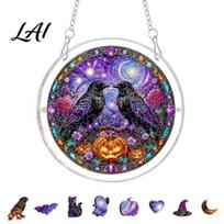 Halloween Party Decor Acrylic Puzzle Suncatcher 7.87 Inch Sun Catcher Window Ornament Hanging Ornament Ideal for Gifting and Home Cute Decorations D