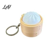 Backpack Charm 3D Printed Steamed Bun Clicker Keychain Stress Relief Push Button Keychain Fidget Toy Finger Keyring Pendant Handbag Quiet Toy balta