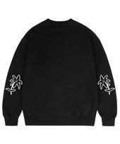 Graver [Unisex] Elbow Two Drawing Line Flower Sweatshirt_Black Black_White Logo/M