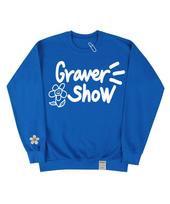 Graver [Unisex] Drawing Logo Flower Embroidery Sweatshirt_Cobalt Blue Cobalt Blue_White Logo/M