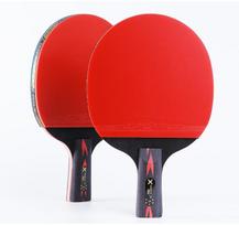 Factory-Direct HuIESON HS-CPPX5 2-Piece Finished Ping-Pong Paddle Set Pimples-in Rubber Carbon Fiber Construction 5-Layer raudona