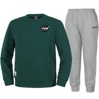 Nasa Unisex Loose Fit Sweatshirt With Wappen + Jogger Pants Set [Green + Light Melange] 95