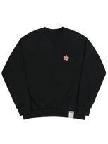 Graver [Unisex] Pink Flower Dot Embroidered Sweatshirt_Black Black/L