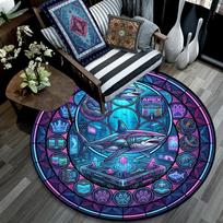 Cybernetic Marine Mandala Round Football Size 5 Adult Ball Suitable for Training Matches and Outdoor Team. 80cm x 80cm