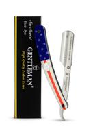 Fortive Gentleman Flag Printed Barber -Shaving Razor for Men's Styling and Grooming - Straight Shaping Blade for Beard, Face, and Hair - Single-Edg