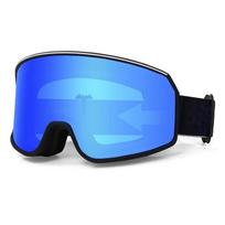 Ski Goggles Men Women Double Lens Anti-Fog Snowboard Eyewear TPU Frame Windproof Dustproof UV Protection Sand Black Frame - Full Blue Lens