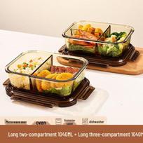You Luo Glass Divided Microwave-Safe Bento Lunch Box
