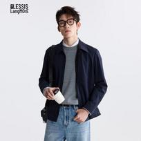 Men's Nylon Blend Lapel Windbreaker 180 tamsiai mėlyna spalva