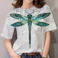 Summer Dragonfly Animal 3D Print T-Shirts Women's Fashion Round Neck Short Sleeve T Shirt Tees Harajuku Y2K Tops Female Clothing S