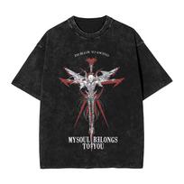 Washed T Shirts Atneša Man Horizontus BMTH Hip Hop Vintage Marškinėliai Oversize Streetwear Viršutiniai Drabužiai Marškinėliai Vyrams ir Moterims S įvairiaspalvis