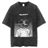 Streetwear Oversize Rūgštinio plovimo marškinėliai vyrams moterims Trilerio komiksų grafikos marškinėliai Vasariniai plauti seni FuJiang Anime viršutiniai marškinėliai S įvairiaspalvis