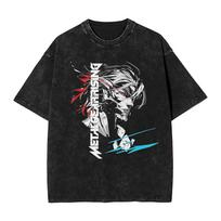 Harajuku Washed Shirt METAL GEAR SOLID RISING INVERTED  Merch Novelty T-Shirts Oversize gamer game Streetwear Cotton Tops Tees S įvairiaspalvis