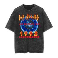 Def Leppard 1992 Adrenalize Graphic Print Vintage Washed Tees Men Women Loose Cotton Oversized Streetwear Harajuku Style Tops S įvairiaspalvis