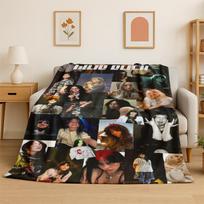 3D Billie Eilish Singer Star Flannel Blanket Soft Warm Throw Blanket for Bedroom Living Room Bed Travel Camping Picnic Gift Size: 75*100cm, Weight: 230 GSM