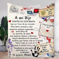 Heartfelt Son Blanket with Love Notes and Warm Messages - Soft Cozy Throw with Vintage Design Featuring 'A mi Hijo' and Adorable Size: 75*100cm, Weight: 230 GSM
