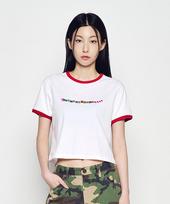 Acme Dravi Snake Initial Ringer Crop Short Sleeve T-Shirt (4Color) Top Label/1 Size