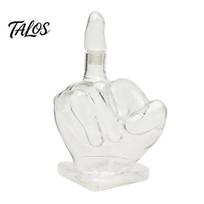 Creative Wine Serving Carafe Middle Finger Whiskey Decanter, 1000ml Glass Fist Dispenser with Stopper, Unique 3D Shape Bottle Hand Liquor for