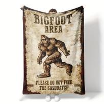 Bigfoot Print Flannel Throw Blanket - Bigfoot Area Please Do Not Feed The Sasquatch Cool Christmas Gift Custom blankets Size: 75*100cm, Weight: 230 GSM
