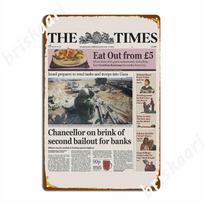 Bitcoin Genesis Block Newspaper Metal Plaque Poster Cinema Living Room Mural Decoration Garage Decoration Tin Sign Poster 20X30CM