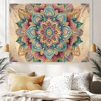 Colorful Mandala Tapestry Blue-Green Neon Pattern Living Room Bedroom Bohemian Decorative Art Wall Background 100X70CM
