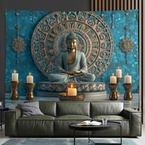 3D Buddha Tapestry Elegant Home and Office Decor Polyester Fit Living Room Bedroom Party Decor Wall Art Tapestry 100X70CM