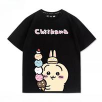 Chiikawa Ice Cream Graphic Print Black T-shirt M