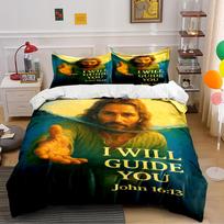 Religious Bedding Set with Inspirational Text Bedding set (1 duvet cover, 2 pillowcases, duvet not included) 135x200cm