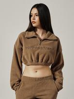 Kitty Pottery Boa Embo Crop Top [Brown] Brown/Free