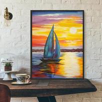 5D „pasidaryk pats“ deimantinis piešimas burlaiviu kryžminio dygsnio rinkinys Mozaikinis deimantinis siuvinėjimas Viso apvalaus kvadrato grąžtas namų dekoravimas Round 30x40cm