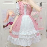 Wondeland miela moteriška Lolita OP suknelė plaukiojanti nėrinių apdaila japoniška Harajuku ilgomis rankovėmis lėlės paauglių suknelė fėja Vestidos One Size