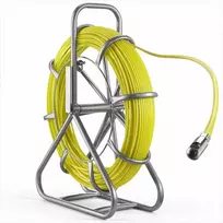 Stiklo pluošto kabelių traukimo juosta, 100 m 6.3 mm vielos traukiklis su stovu ir užrakinimo mechanizmu, sienoms grindims elektros vamzdžiams, nelaidus kanalų strypas, kabelių tiesimo įrankis