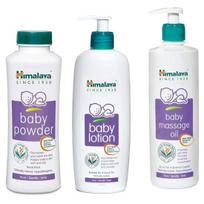 Himalaya Baby Massage Oil (500ml) & Baby Powder (400g) & Herbals Baby Lotion (400ml)