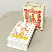 Kalmaro pyragas Tarot 9*6,5cm 78 kortų kaladė su ant būtybių jojantiems riteriais, keistais veidais ir skaniu spalvų palete white