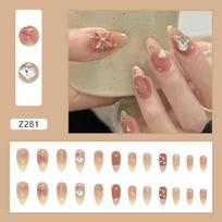 24 Pcs Water Drop Type Wearing Armor Diamond New Bow Love Fashion Removable Reusable Nail