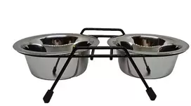 Stovas su dubenėliais šuniui Höppy MS Wire Diner Trapeze, 0.45 l, 2 vnt., sidabro sp.