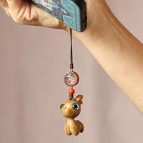 Sandalmedžio animacinio elnio raktų pakabukas ir telefono dirželis - Unisex pintas ornamentas