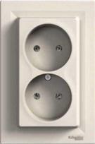Kištukinis lizdas Schneider Electric Asfora EPH9700123, be įžeminimo, IP20, geltonos spalvos/smėlio spalvos