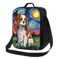 Cavalier King Charles Spaniel In London Portable Lunch Box Leakproof Pet Dog Cooler Thermal Food Insulated Lunch Bag Office Work 26.5x20x11.5CM smėlis