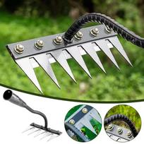 5/6/7/8 Teeth Carbon Steel Garden Hoe Weeding Rake Farm Tool Weeding Scarifier Loosening Agricultural Nail Harrow Garden Tool 5 Teeth