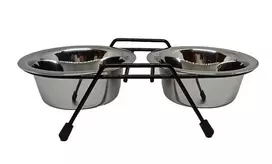 Stovas su dubenėliais šuniui Höppy MS Wire Diner Trapeze, 1.8 l, 2 vnt., sidabro sp.